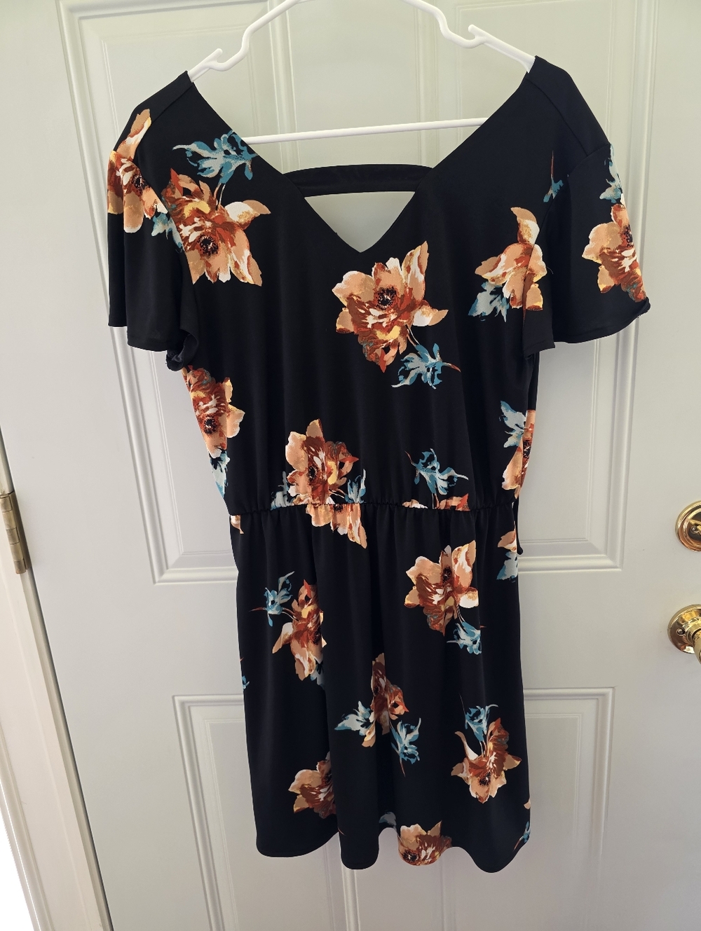 Maurices Black Dress with Orange Floral Print Size Medium